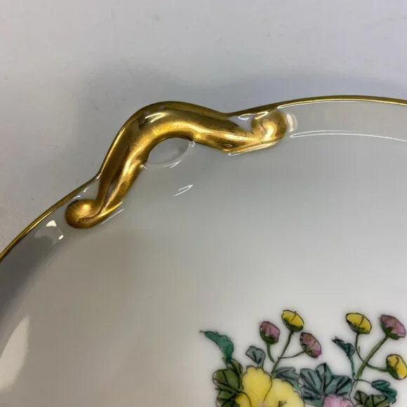 2 Kotobuki Snack Plate Shadow Geisha Tea Cup Eggshell Porcelain Floral Japan 50s